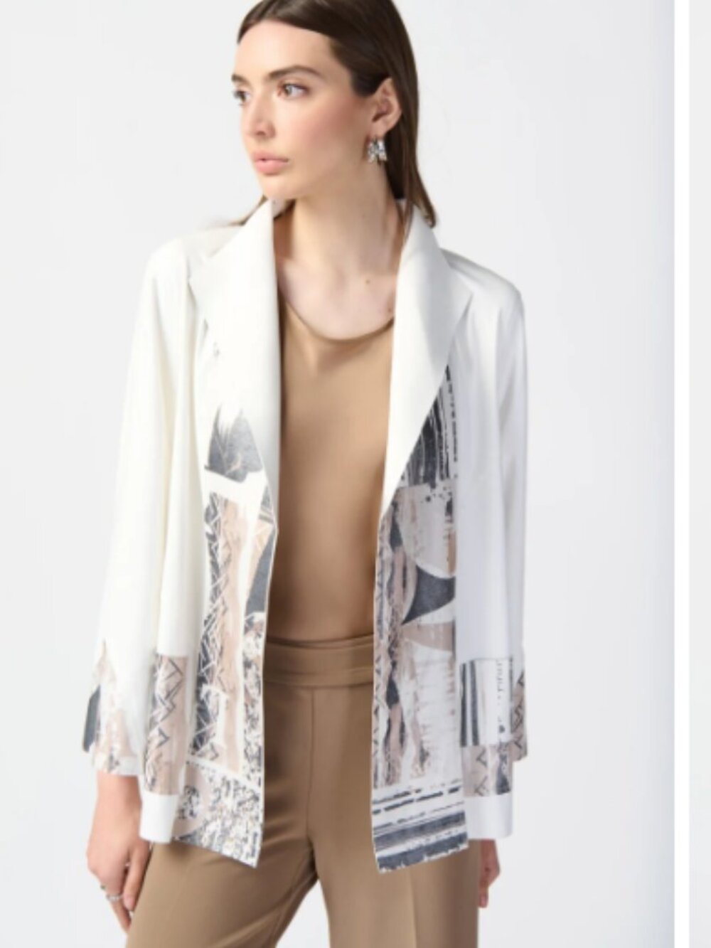 NWT! Joseph Ribkoff Vanilla/Multi Faux Suede Jacket Size Medium Formal